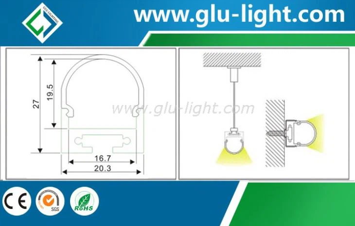 Aluminum Profile for Indoor ceiling Lighting/ LED linear profile